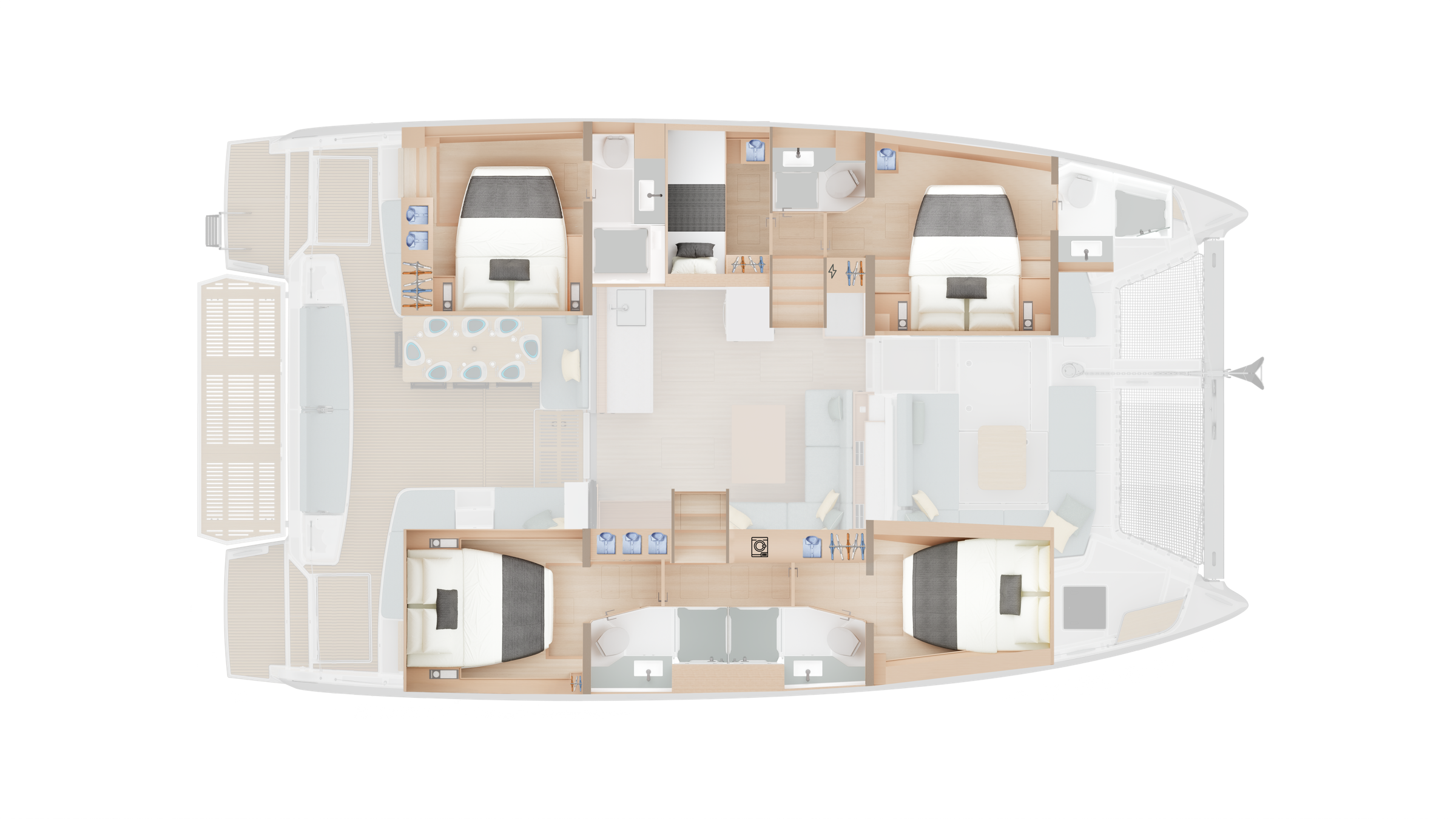 DISTRIBUCIÓN: 5 CABINAS 5 BAÑOS